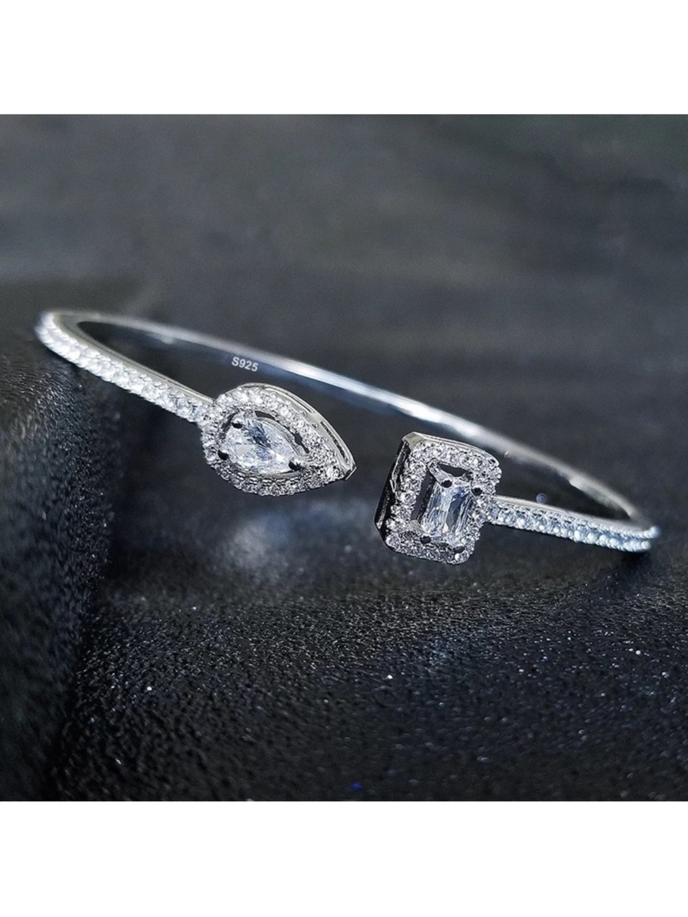 High Quality Crystal 925 Sterling Silver Bangle
